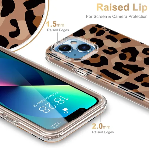 Vista 6 de Esdot Funda protectora para iPhone 13 Mini con protector de pantalla integrado, protección de grado militar con diseños de moda para mujeres