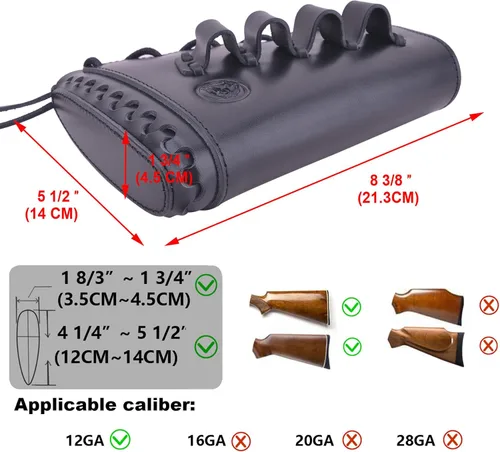 Vista 4 de Almohadilla de cuero para mejilla de culata cosida a mano para rifle 38/357 45-70 308 .22LR 12GA