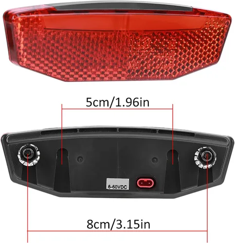 Vista 4 de Luz trasera EBike de 6 V-60 V, luz de advertencia LED de alto brillo, luz trasera de bicicleta, equipo de conducción nocturna, conector impermeable