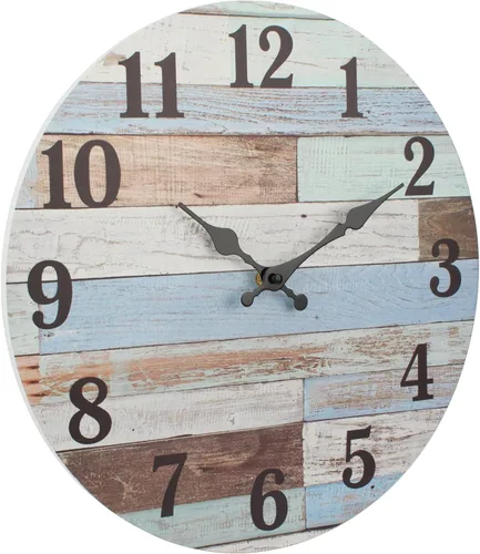 Vista 2 de Stonebriar - Reloj de pared de madera rústica, funciona con pilas, decoración de pared clásica de granja para la cocina, sala, dormitorio u oficina