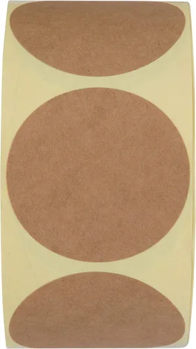 Vista 2 de Camp Galaxy Calcomanías de papel kraft marrón natural de 2 pulgadas (600 por rollo), calcomanías redondas en blanco para propietarios de tiendas