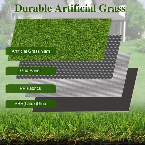 Vista 5 de Weidear Césped artificial de 1 x 3 pies, alfombra de césped artificial realista con agujeros de drenaje, 0.787 in para interior y exterior, césped