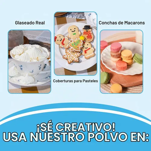 Vista 7 de Fooway Polvo de merengue premium de 12 onzas, base de clara de huevo con alto contenido de proteínas para glaseado real estable y decoración