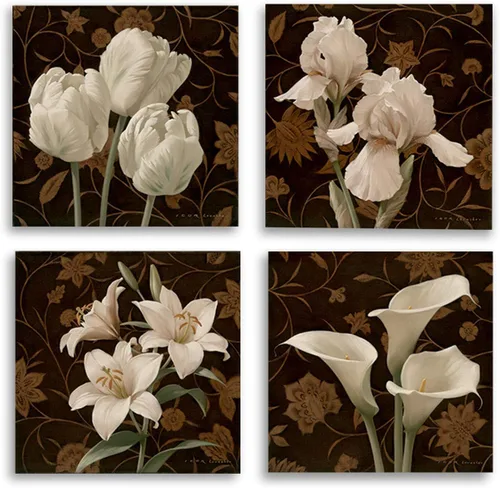Vista 158 de Wexford Home Colección de primavera de jardín de campo francés, colección de primavera, juego de 4 paneles para decoración de pared de oficina