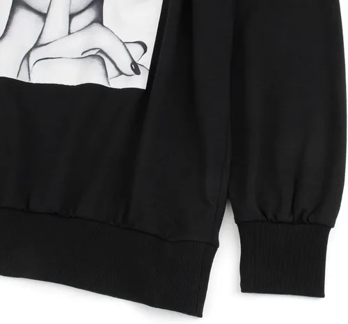 Vista 5 de Sudadera de gran tamaño para mujer, cuello redondo, manga larga, ribete de flecos, sin botones