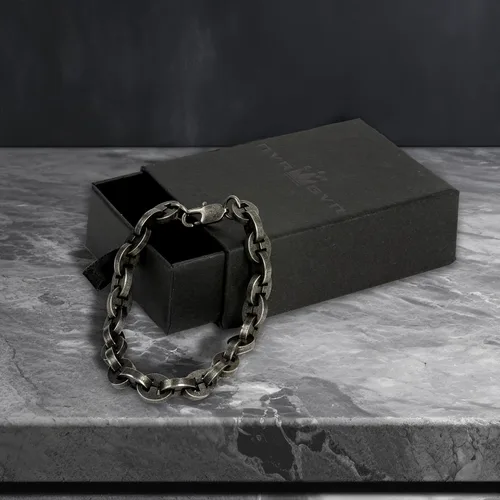 Vista 6 de Mens Stainless Steel Bracelet Gladiator Series Unbroken Collection, Gothic Biker Cuff Jewelry, Medieval Shackle Link Wristbands for Men in 6mm