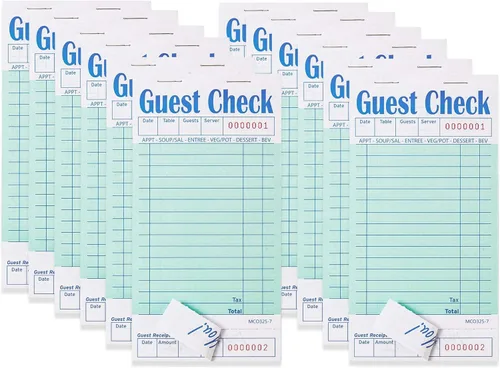 Vista 44 de ZPARIK Libros de cheques de invitados para servidores, bloc de notas de servidor, paquete de 6, papel de color natural, bloc de notas para camarera