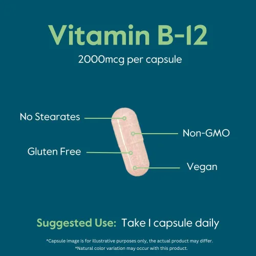 Vista 6 de BESTVITE Vitamina B12 (metilcobalamina) 2000mcg (240 cápsulas vegetarianas) (metilo B12) - Sin estearatos - Vegano - Sin OMG - Sin gluten