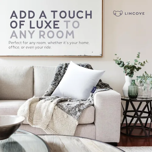 Vista 4 de Lincove Euro - Almohada cuadrada de 12 x 12 pulgadas, fabricada en Canadá, funda 100% algodón, relleno alternativo al plumón, apto para veganos