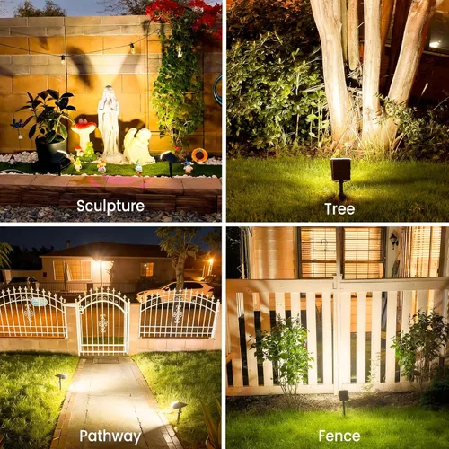 Vista 7 de Luces solares para exteriores, impermeables, IP65, encendido/apagado automático, 2700 K, 2 modos de iluminación, LED súper brillante, luces solares