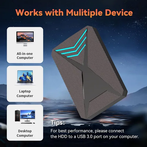 Vista 5 de 2T Retro Game Console HDD with 4280 Top Video Games, Hyper Base Lbox with 18 Emulator Console, Plug and Play for Win 8.11011, Portable Game Hard