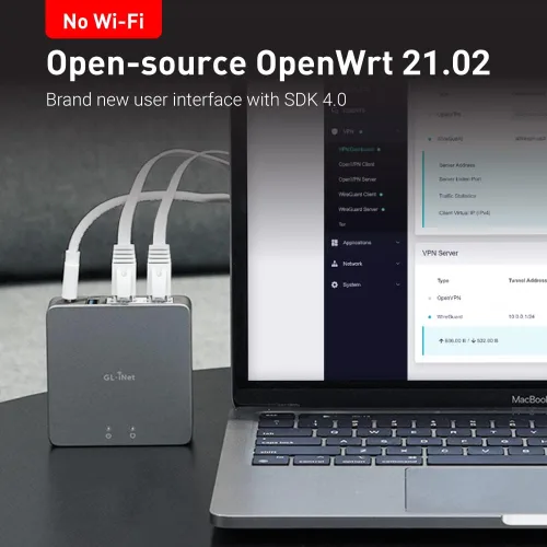 Vista 2 de GL.iNet MT2500A (Brume 2) Mini puerta de enlace de seguridad VPN para oficina en casa y trabajo remoto-Servidor VPN y cliente para el hogar