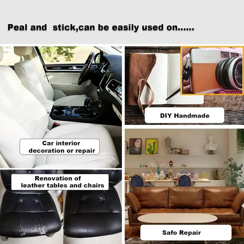 Vista 5 de Kit de cinta de reparación de cuero para camillas, 2 paquetes de adhesivo de 4 x 60 pulgadas, para sofá, muebles, sofá, cinturones de seguridad