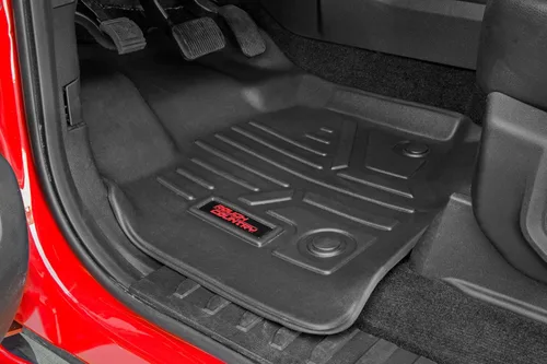 Vista 4 de Rough Country Alfombras de piso frontal para todo clima para Chevy Silverado y GMC Sierra 1500/2500HD/3500HD (2007-2013) - Antideslizante