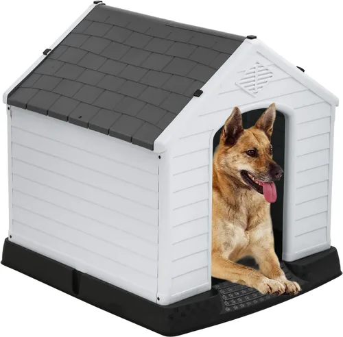 Vista 11 de FDW Casa para Perros Interior Exterior Durable Ventilada Impermeable para Mascotas de Plástico para Perros Pequeños Medianos y Grandes Refugio
