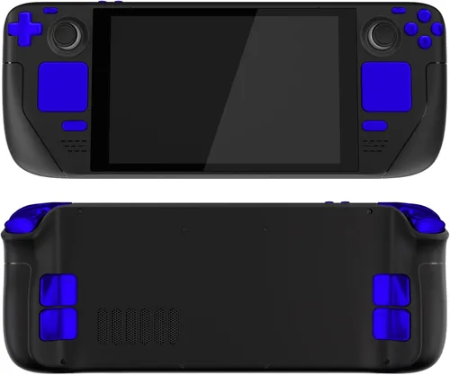 Vista 7 de eXtremeRate Juego completo de botones de repuesto azul cromado para Steam Deck, parachoques ABXY D-pad Trackpad personalizados botones de disparo