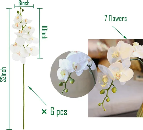 Vista 2 de Phalaenopsis - Flores artificiales de 32 pulgadas, 6 piezas de orquídeas artificiales para decoración del hogar (6 unidades)