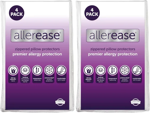 Vista 7 de Juego de 4 protectores de almohada AllerEase estándar/Queen – Equilibrio de temperatura, recomendado por alergólogos, protectores transpirables