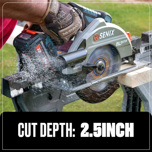 Vista 10 de SENIX Sierra circular de 20 V máx. 7-1/4 pulgadas para corte de madera, sierra circular inalámbrica con batería de 4.0 Ah y cargador Motor sin