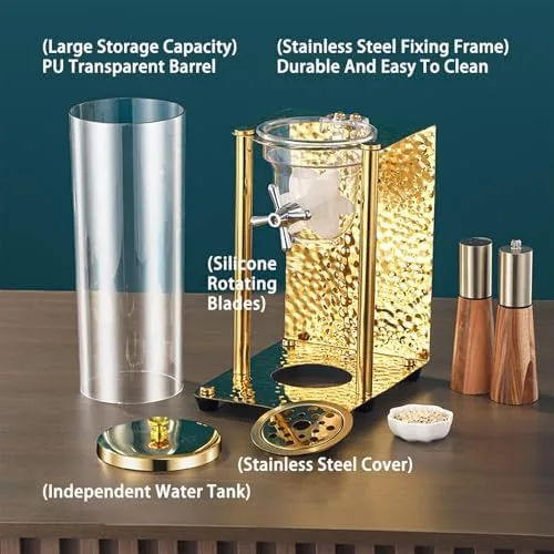 Vista 3 de Dispensador de cereales de acero inoxidable de gran capacidad para despensa, contenedor de almacenamiento de alimentos secos para encimera