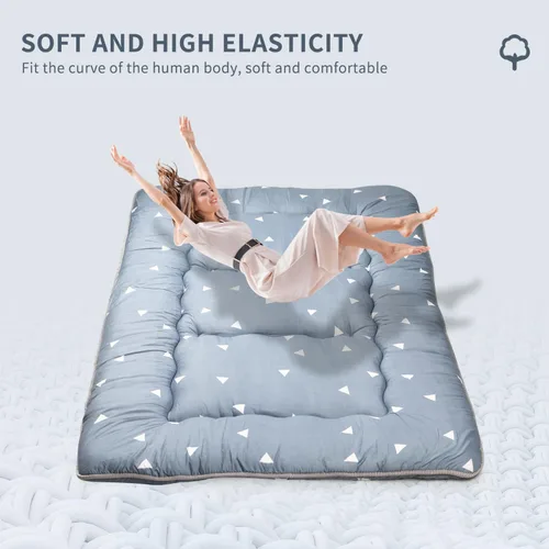 Vista 7 de Colchón japonés para suelo, tapete enrollable de espuma viscoelástica para tatami, fácil de almacenar y portátil, colchón de futón adecuado para Gris