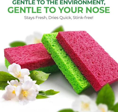 Vista 6 de AIRNEX Esponjas comprimidas de celulosa biodegradables Paquete de 12 esponjas de cocina para limpieza Esponjas de limpieza multiusos resistentes