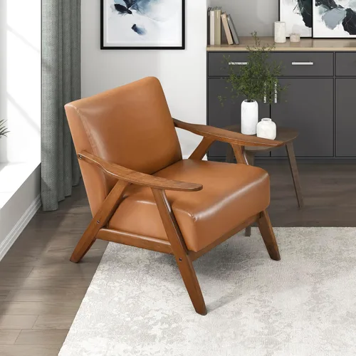 Vista 15 de Lexicon Silla de Acento Moderna de Mediados de Siglo con Marco de Madera Sólida en Acabado de Nogal, Sillón de Descanso con Brazos Tapizado