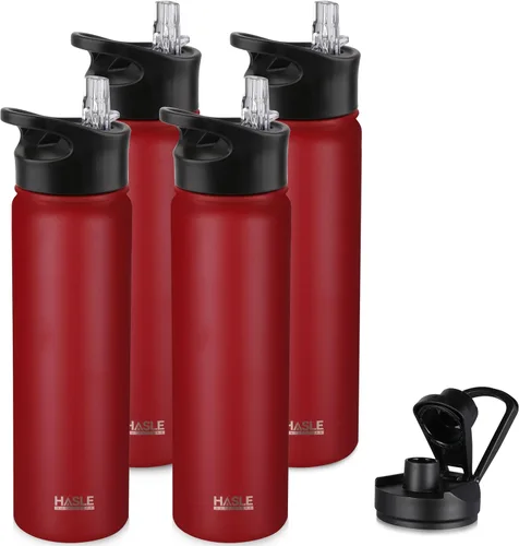 Vista 16 de HASLE OUTFITTERS Botella de agua aislada de 22 onzas, botella de agua de acero inoxidable de doble pared de boca ancha con tapa de popote y tapa