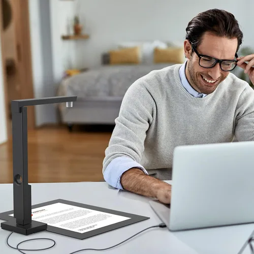 Vista 7 de CZUR Lens1200 Pro Escáner de Documentos Portátil, Cámara de Documentos USB de 12MP, Escaneo Rápido 1s/Página, Tamaño de Captura A4, OCR Fácil