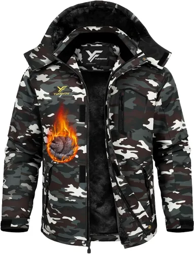 Vista 7 de Chaqueta de invierno para hombre, abrigo de trabajo, cortavientos impermeable, softshell pesado, térmica aislante, resistente al calor, para esquí