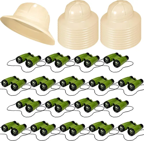 Halloscume 24 piezas de recuerdos de fiesta de safari incluyen binoculares de juguete explorador sombreros de fiesta a granel regalos de disfraz de