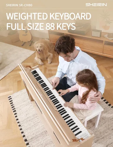 Vista 2 de Piano digital de 88 teclas con teclado pesado, soporte, cubierta, acción de martillo, teclado acústico eléctrico vertical de tamaño completo, pedal