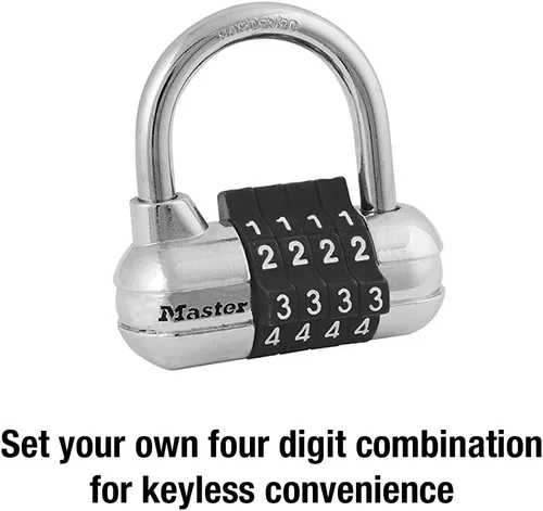 Vista 3 de Master Lock Establece tu propio candado de combinación, cerraduras de armario de gimnasio con código para asegurar objetos de valor en interiores