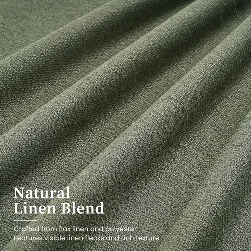 Vista 4 de Cortinas opacas de lino de 96 pulgadas para dormitorio, 2 paneles, verde Verde Olivegreen