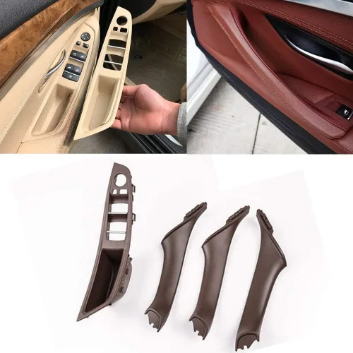 Vista 8 de YIWANG Kit de 4 piezas de panel de reposabrazos de interruptor de ventana de automóvil ABS y manija de puerta para BMW Serie 5 para reposabrazos