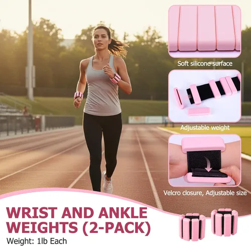 Vista 3 de Kit de pilates para mujer, kit de entrenamiento en casa todo en uno con círculo mágico, bandas de resistencia, mini pelota de pilates, pesas