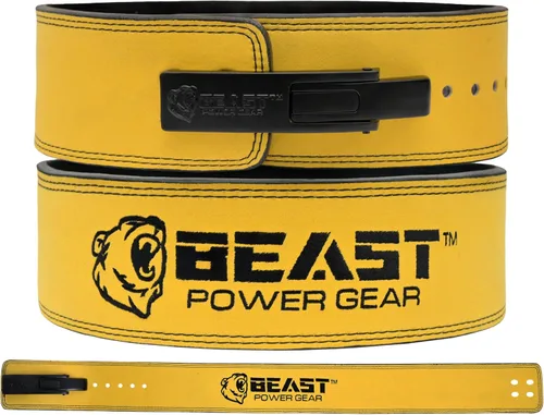 Vista 5 de Beast Power Gear Cinturón de palanca de cuero de 10 mm y 13 mm para levantamiento de pesas - Correa gratuita para soporte de la espalda baja