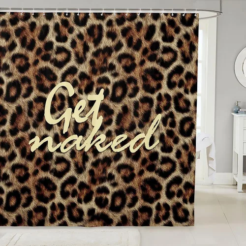 Vista 7 de Feelyou Leopard Print Lips Shower Curtain for Bathroom Decor Cheetah Print Bath Curtain Kissing Lips Bathroom Accessories Waterproof Polyester