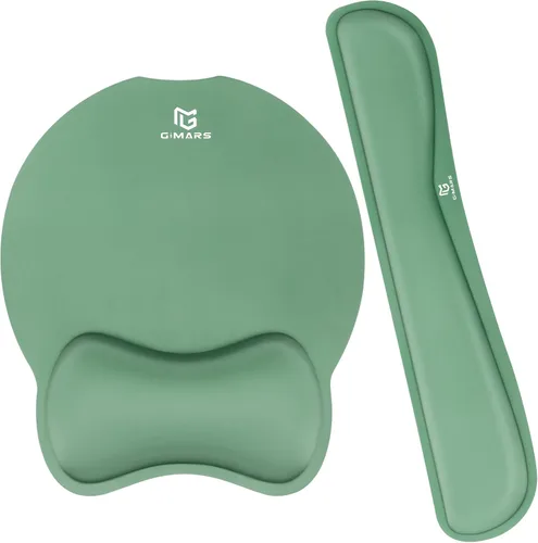 Vista 7 de Gimars - Almohadilla para el mouse ergonómica de gel y fibra suave, ultradelgada con apoyamuñeca y apoyamuñeca para el teclado, para computadora