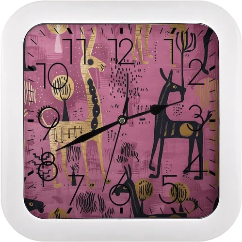 Vista 13 de 10" Square Modern Wall Clock,Ancient Egypt Print Kitchen Clocks Wall Battery Operated,Silent Non Ticking Unique Funny Cute Wall Clock for Living