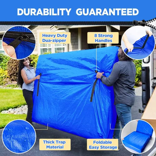 Vista 3 de zukakii Bolsas de colchón para mudanzas, tamaño individual XL, con 8 asas, funda de colchón extra gruesa para mudanza y almacenamiento, bolsa