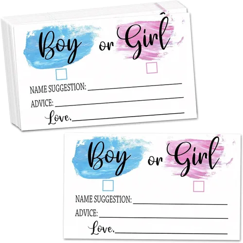 Yuansail Juego de revelación de género – Tarjeta de voto para niña o niño – Tarjeta de voto de género para baby shower – Paquete de 50 (baby02)