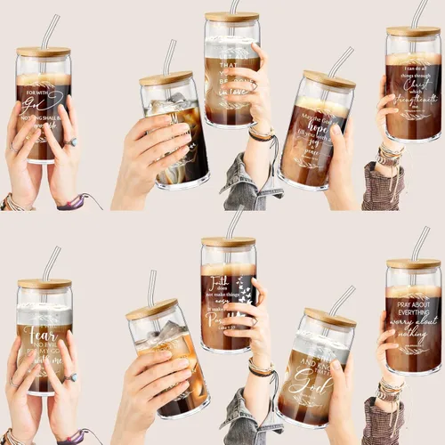 Vista 3 de Mifoci Taza de café inspiradora religiosa de 16 onzas para mujer, regalo cristiano a granel para el Día de la Madre con tapa de bambú
