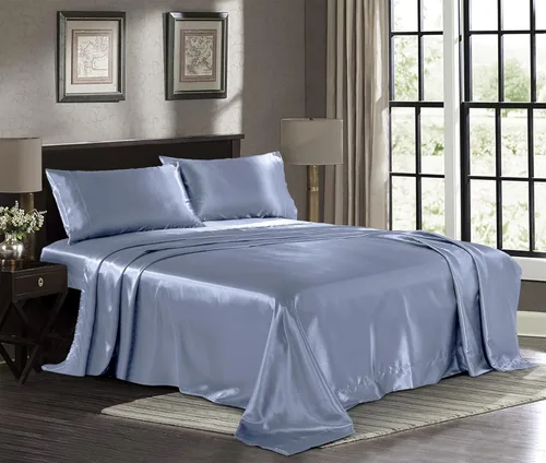 Vista 24 de Pure Bedding Sábanas de satén de lujo para cama individual de hotel, juego de sábanas de microfibra extra suave de 1800, resistente a las arrugas, a