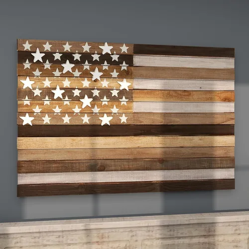 Vista 10 de Deco 79 Escultura de pared de metal con bandera estadounidense para el hogar, decoración de pared para interiores y exteriores, arte de pared 38 x 2
