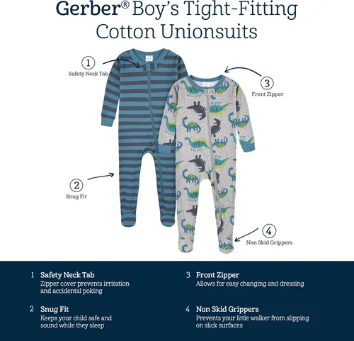 Vista 5 de Gerber - Pijamas con cobertura hasta los pies para bebé, niño - 4