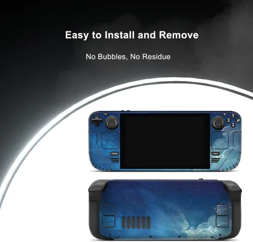 Vista 4 de Skin Wrap Decal Cover for Steam Deck Protective Sticker with One Piece HD Glass Screen Protector for Handheld Gaming PC (Blue)