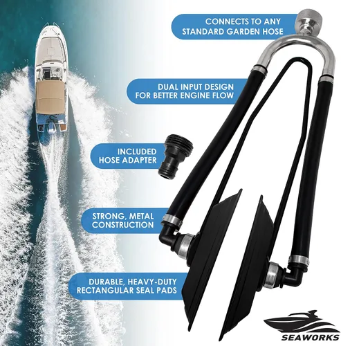 Vista 3 de Steel Dual Feed Muff Style Heavy Duty Steel Boat Motor Flusher Use for Antifreeze Winterization or Common Water Flush 5/8 Inch Standard Garden