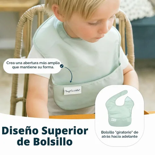 Vista 6 de Tiny Twinkle Baberos Antiderrame para Comer para Bebé Baberos Impermeables y Limpiables para Niños Pequeños con Bolsillo de Recolección Baberos