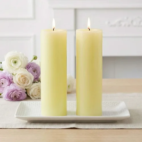 Vista 15 de Richland Juego de 2 velas de pilar azul claro de 3 x 9 pulgadas sin perfume para bodas, hogar, vacaciones, relajación, iglesia spa